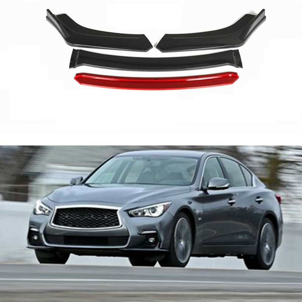 4Pcs Universal Gloss Front Bumper Lip Body Kit Spoiler Black 9078193208894