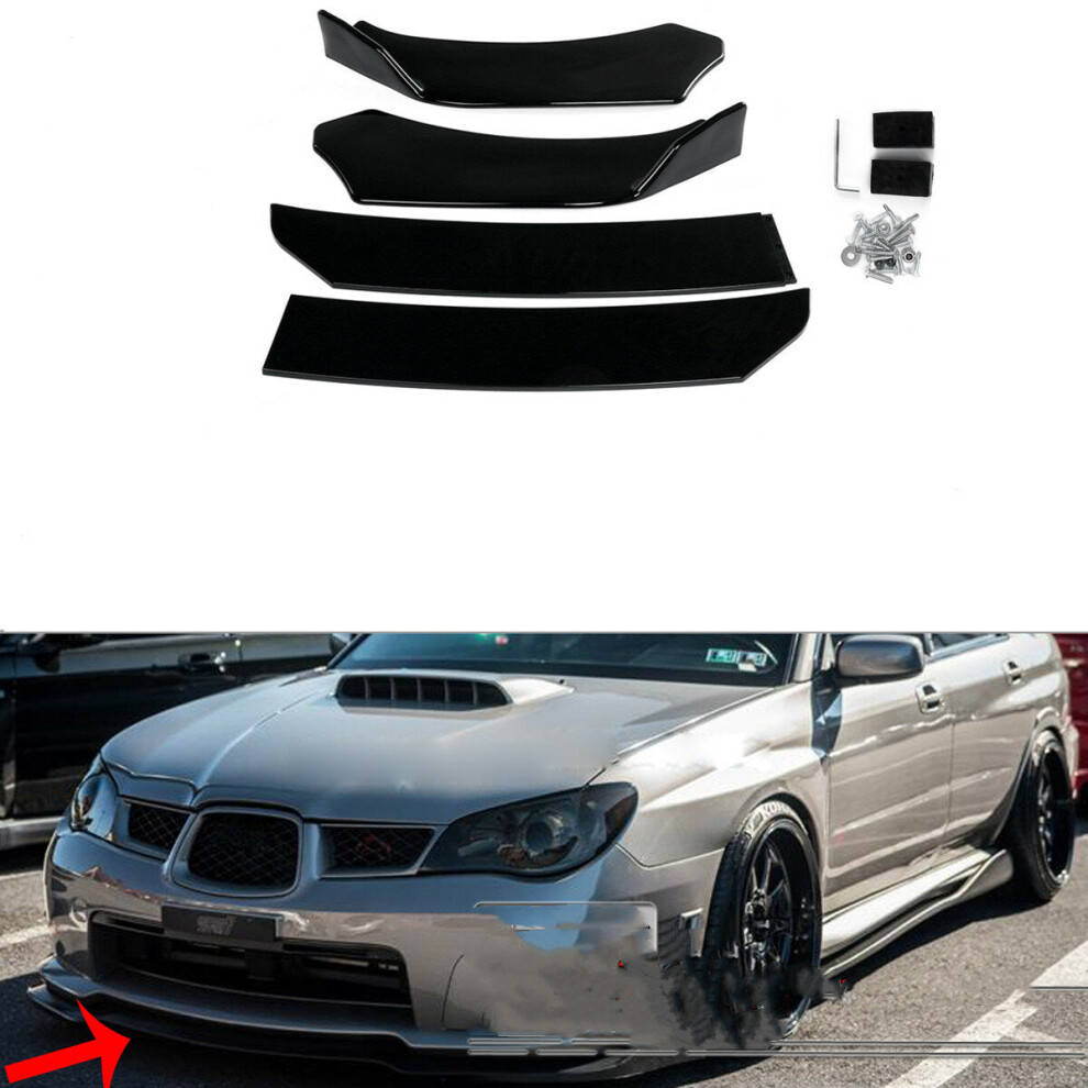 4Pcs Front Lip Chin Bumper Spoilers Body Kits New For Car Universal Black 9078193209006
