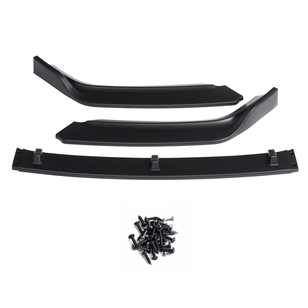 3Pcs Matte Front Bumper Lip Body Kit Spoiler Black 9078193209075