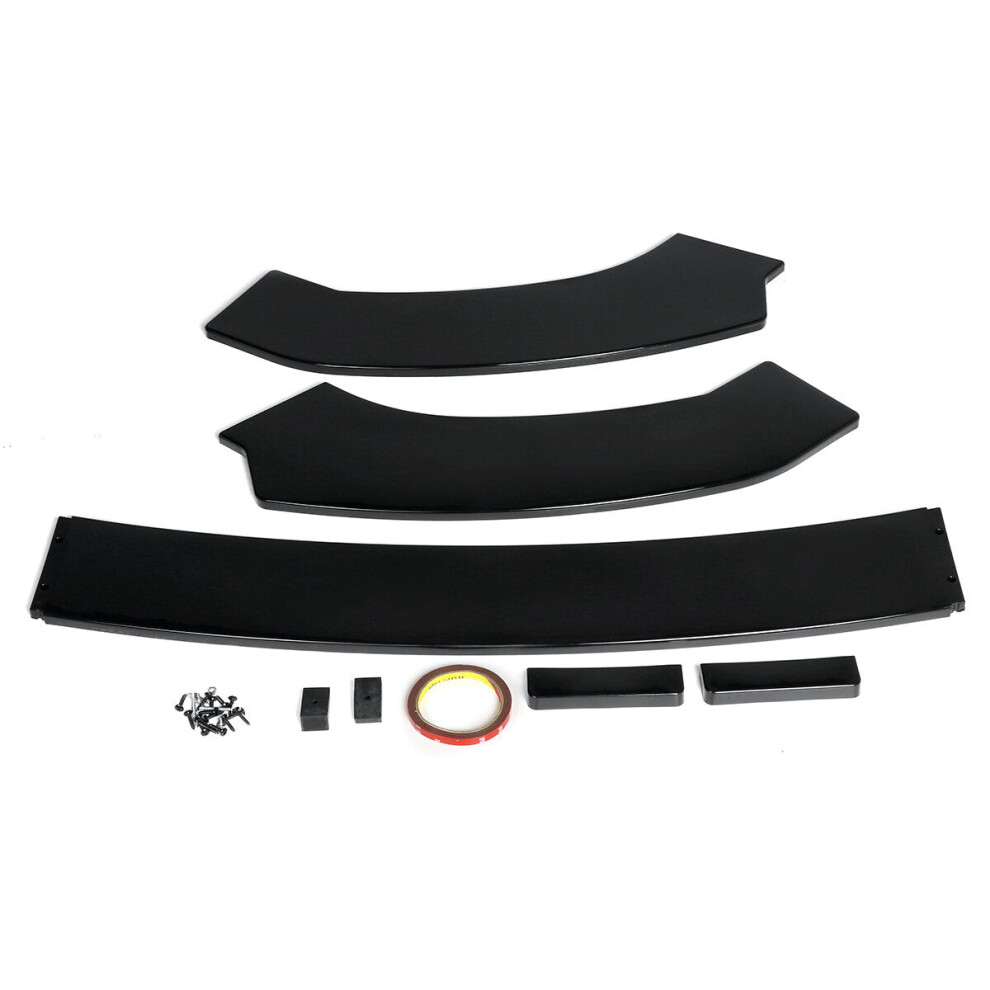 3Pcs Front Lip Chin Bumper Body Kits With Line New For Car Universal Black 9078193209129