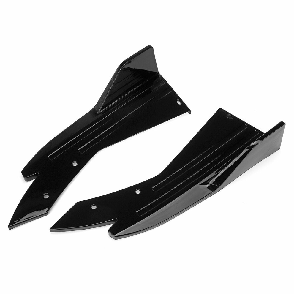 2Pcs Universal Anti-Scratch Car Rear Bumper Lip Wrap Angle Splitters Glossy Black 9078193209372