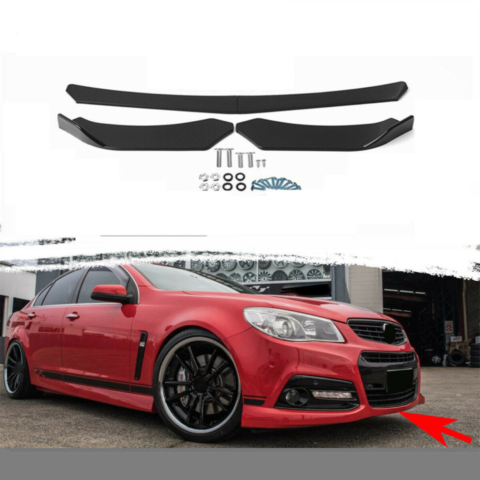 4Pcs Front Lip Chin Bumper Spoilers Body Kits For Car Universal Black 9078193209013