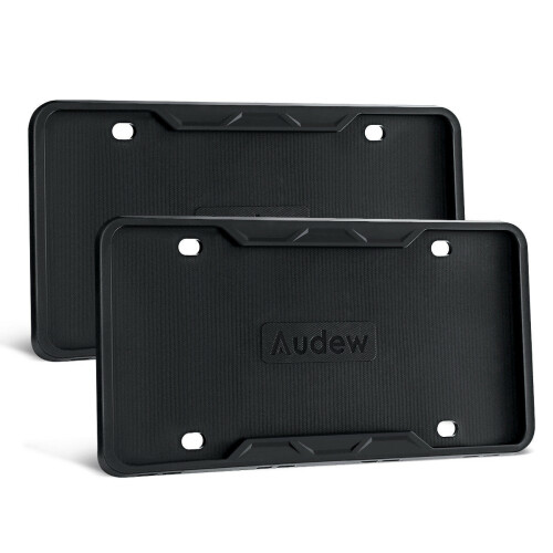 2X Silicone License Plate Frame Cover Rust-Proof W/ Screw Caps For Front & Rear 1