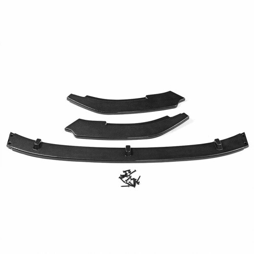 3PCS Glossy Black Front Bumper Lip Spoiler Splitter Cover Trim Body Kit 1