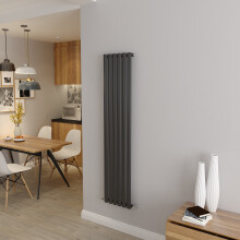 (Single 1600x354mm, Anthracite) Designer Oval Column Radiator Central Heating