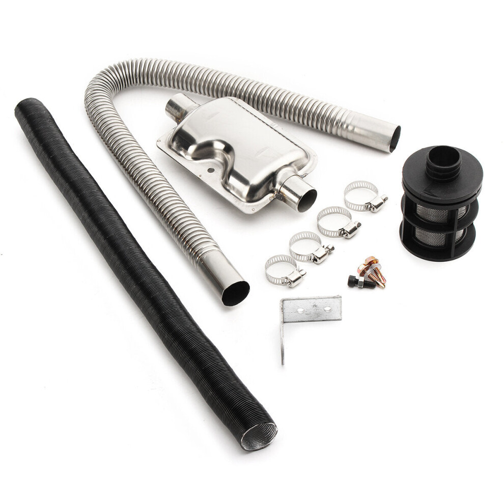 24Mm Exhaust Silencer & 25Mm Filter Exhaust And Intake Pipe For Air Diesel Heater Accessories Silver 9495687535678