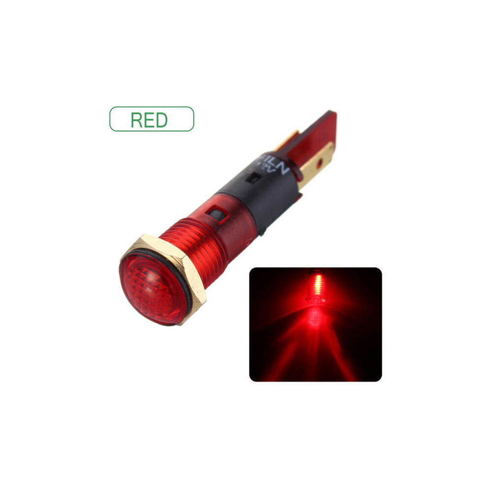 () Dc 12V 8Mm Led Indicator Car Boat Pilot Dash Dashboard Panel Warning Lamp Red/Light 4250937578943