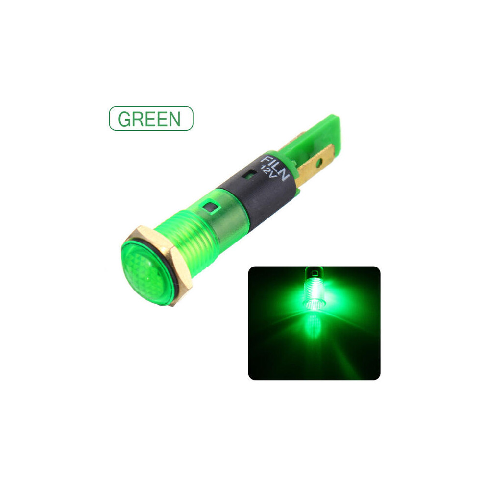 () Dc 12V 8Mm Led Indicator Car Boat Pilot Dash Dashboard Panel Warning Lamp Green/Light 4250937578967