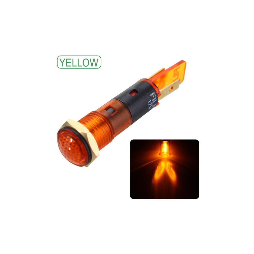 () Dc 12V 8Mm Led Indicator Car Boat Pilot Dash Dashboard Panel Warning Lamp Yellow/Light 4250937578974