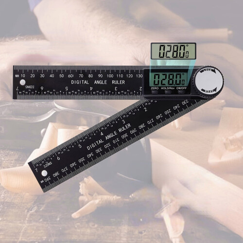 (Black) 2 In 1 Protractor Angle Measuring Tool Fit For Woodworking Construction 2