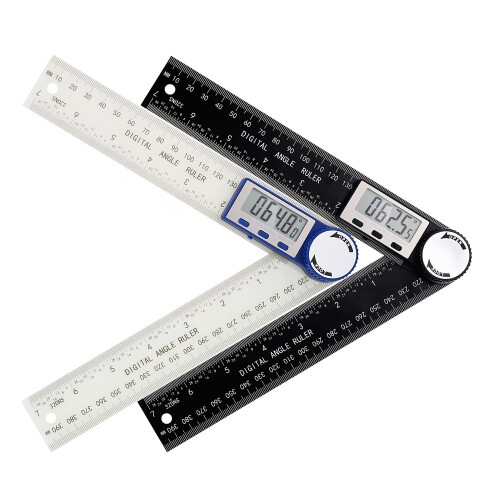 (White) 2 In 1 Protractor Angle Measuring Tool Fit For Woodworking Construction 1