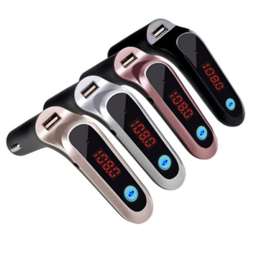 (Black) Car Bluetooth Hands Free FM Transmitter Wireless Bluetooth Car MP3 Player Car Charger 1