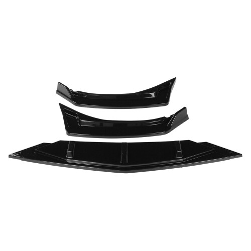 3Pcs Gloss Black Car Front Bumper Splitter Lip Diffuser Body Kit Spoiler Guard Protection 2