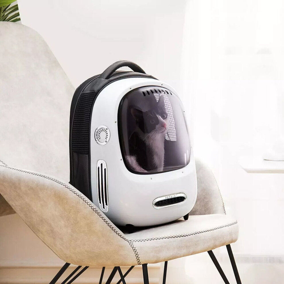(White) Pet Cat Backpack Carrier Bag Vintage Style Travel Window Waterproof Breathable for Pet Travel Bag Dog Cat Space Capsule