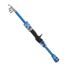 Telescopic Fishing Rod With Retractable Handle, 1.5m Blue, Portable Ceramic Guides, Bass And Salmon Fishing Equipment