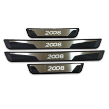 (Silver) Car Accessories For Peugeot 2008 GT Door Sill Pedal Scuff Plate Guard Protector Styling Stickers Trim 2020 2021 2022 2023 2024
