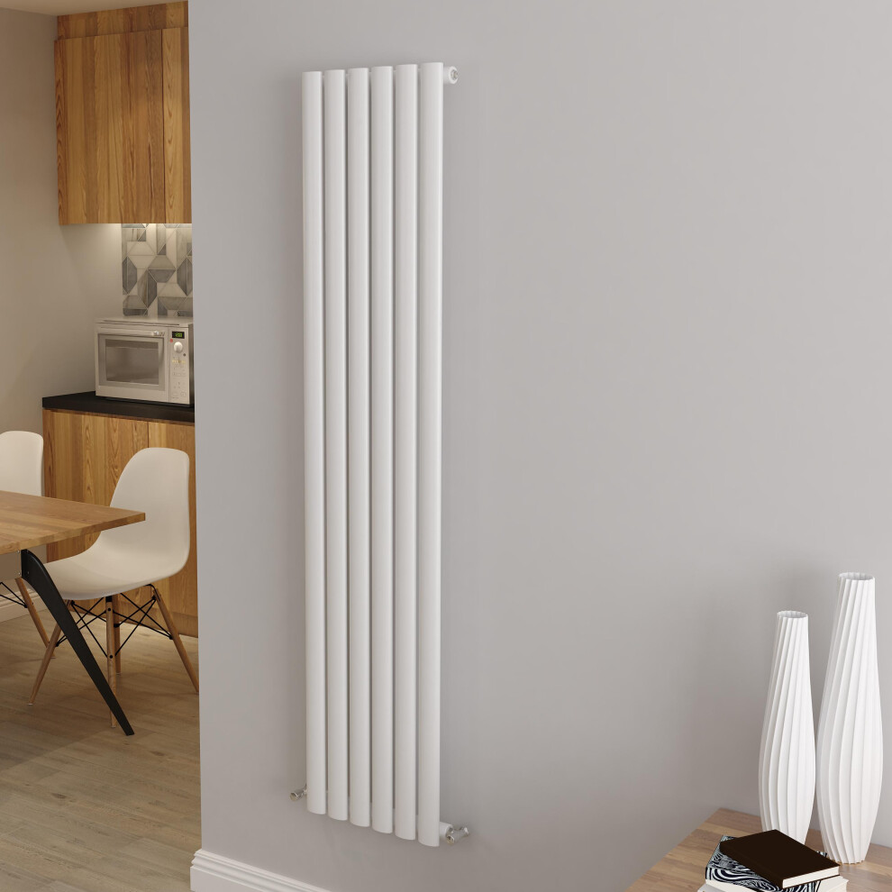 Aica (Single 1600X354mm, ) Designer Oval Column Radiator Central Heating White