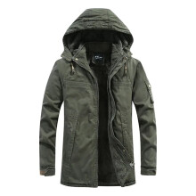 (army green, S) Winter Mid-length Jackets Men Military Fur Lined Thicken Warm Windbreaker Coats Mens High Quality Outdoor Tactical Parka Outwear