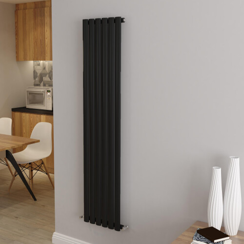 AICA (Single 1600x354mm, Black) Designer Oval Column Radiator Central Heating
