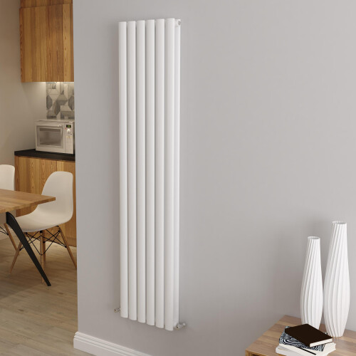 AICA (Double 1600x354mm, White) Designer Oval Column Radiator Central Heating
