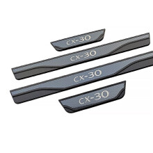(black) Car Door Sill Threshold Pedal Cover Trim For Mazda CX-30 CX30 2024 Protector Scuff Plate Guards Interior Accessories Stickers