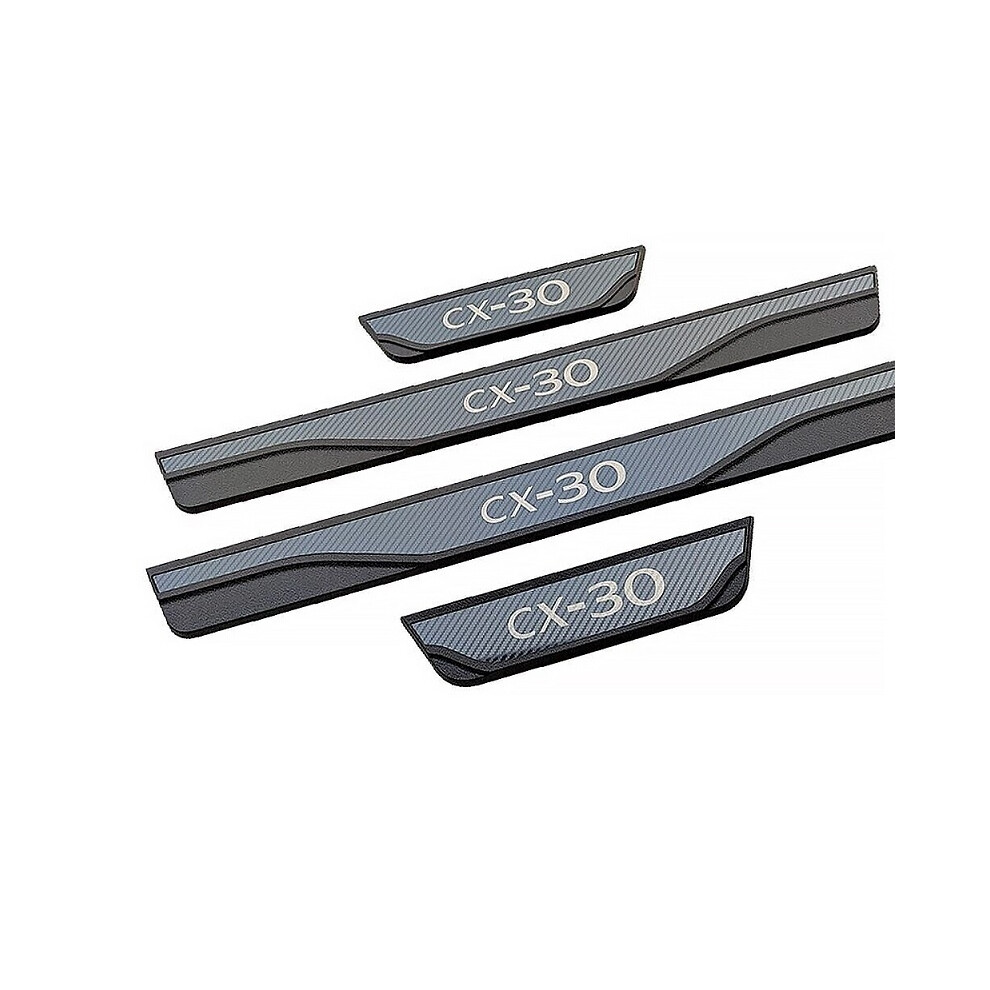 (Black) Car Door Sill Threshold Pedal Cover Trim For Mazda Cx-30 Cx30 2024 Protector Scuff Plate Guards Interior Accessories Stickers Black 6910529983545