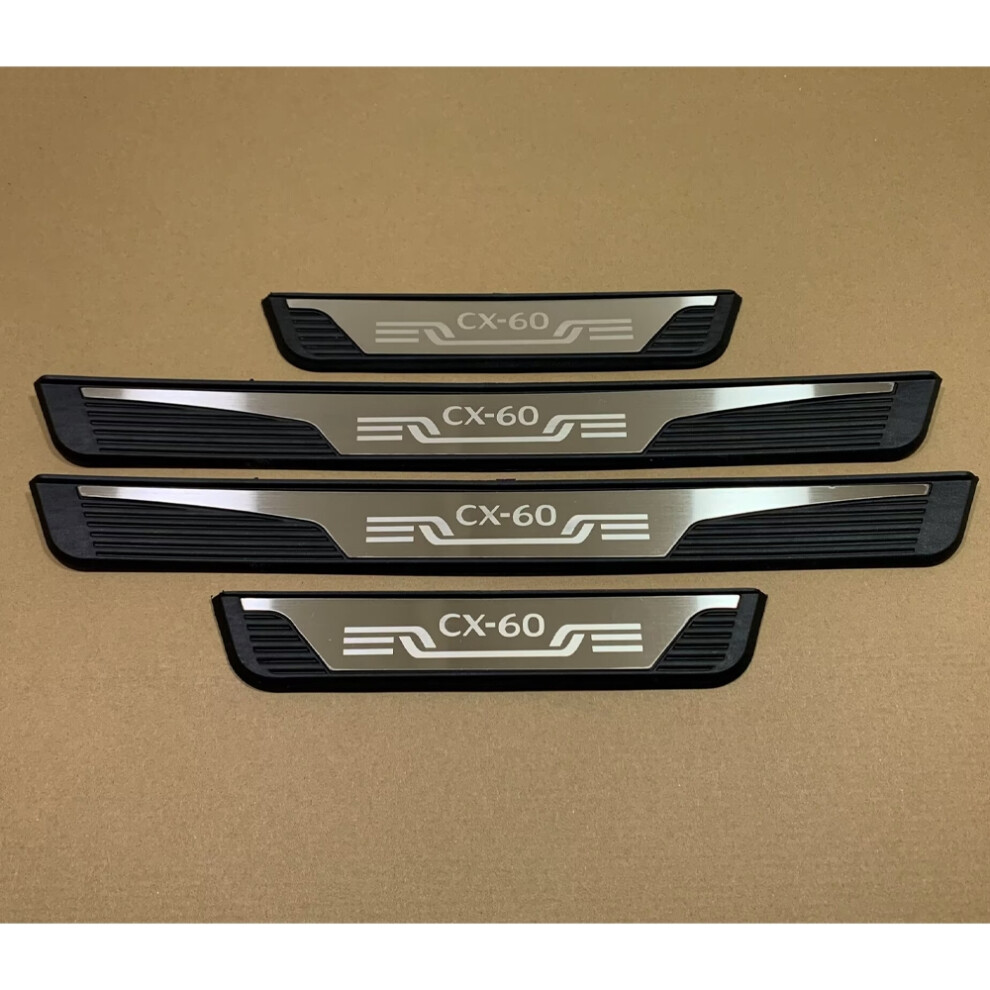 (Silver) For Mazda Cx60 Cx-60 Car Door Sill Threshold Protector Scuff Plate Styling Trim Car Accessories Stickers 2022 2023 2024 2025 Silver 6910529983552