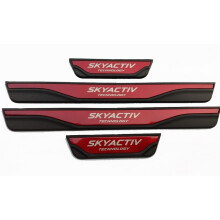 (Red) Car For Mazda 6 2021 2022 Door Sill Scuff Plate Stainless Steel Protector Stickers Trim Cover Strips Pedal Accessories 2023 2024