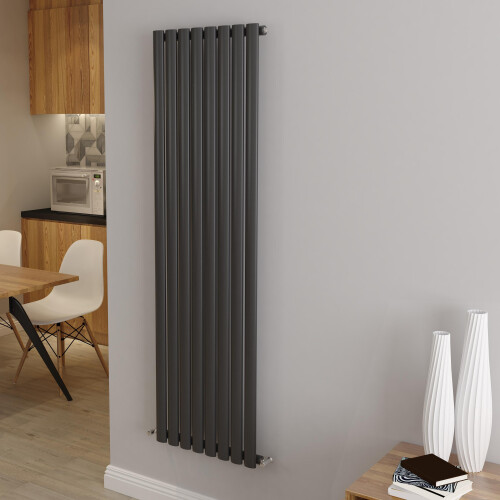 AICA (Single 1600x472mm, Anthracite) Designer Oval Column Radiator Central Heating
