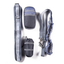 (Grey) Dog Running Pet Sports Set Reflective Dog Traction Rope Set Running Traction Training Bag Outdoor Multi-function Hyena