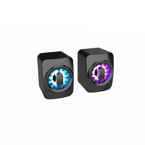 Computer Smart Portable Speaker 2.0 Channel Hi-Fi 3.5 Audio Interface RGB Cool Lighting Effect 2