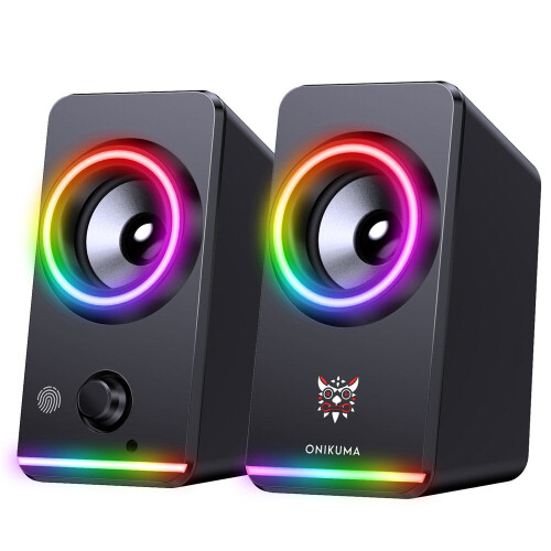 Gaming Speaker 2.0 Channel RGB Light Computer Speaker Stereo Bass Touch Control Gaming Wired USB/3.5mm Speaker 1