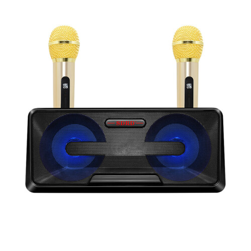 (Gold) Bluetooth Speaker with Two Wireless Microphone Mobile Wireless Karaoke Speaker Wireless Stereo Party Super Speaker Box 1