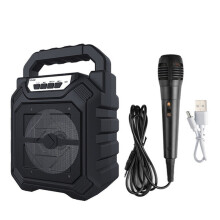 (Black, With MIC) Outdoor Portable Wireless Bluetooth Speaker With Mic FM Radio Stereo Waterproof Soundbox Support AUX/USB/TF/FM