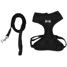 (Black) Adjustable Pet Lead Leash Cat Dog Harness And Soft Mesh Walking Harness Vest Apparel