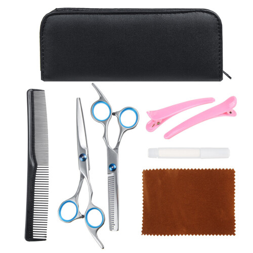 6Pcs Pet Dog Cat Grooming Scissors Set Straight Curved Thinning Shears Kit 1
