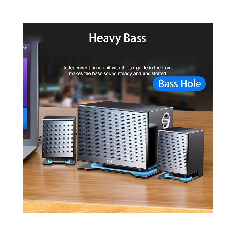Bluetooth 5.0 Speaker Hi-Fi Stereo Bass Usb Subwoofer Music Boombox Desktop Laptop Led Altavoces U Disk/Aux/Tws/Tf/Sd Card Player Light 6112212096000