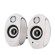 (White) Full Range 2.0 Subwoofer Portable Computer Speakers Mini Bass PC Speaker Portable Music DJ USB Soundar for laptop Phone TV