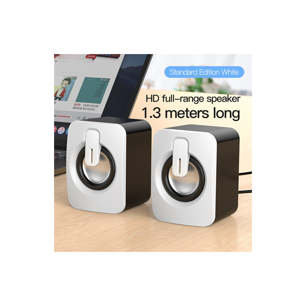 (White) Mini Computer Speaker Usb Wired Speakers 3D Stereo Surround Loudspeaker For Pc Laptop Notebook Loudspeakers White 6112212095539