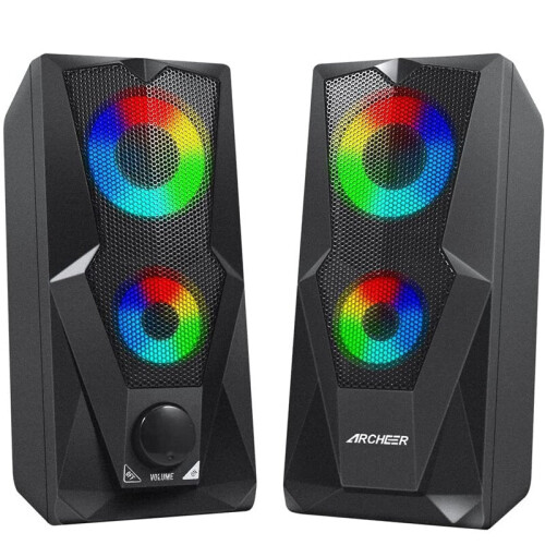 Computer Speaker Gaming Speaker RGB Light PC 2.0 USB Powered Stereo Volume Control Desktop Speaker 1