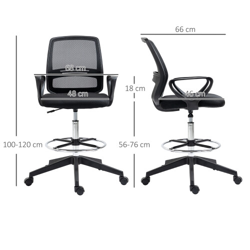 Vinsetto Vinsetto Draughtsman Chair Tall Office Chair with Adjustable Height 2