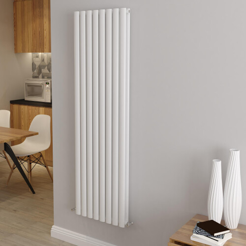 AICA (Double 1600x472mm, White) Designer Oval Column Radiator Central Heating
