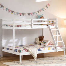 (White) Sydney Triple Bunk Bed - Single Double Ladder