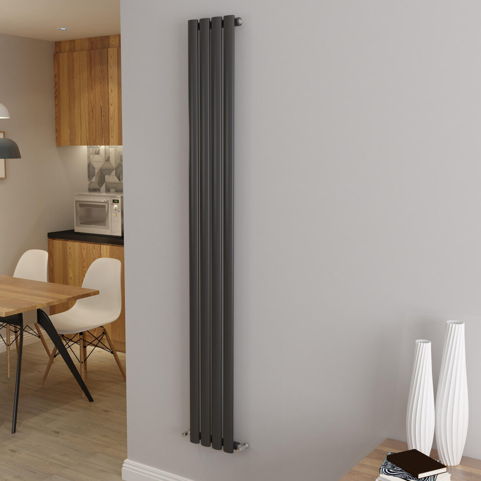 (Single 1800X236mm, Anthracite) Designer Oval Column Radiator Central Heating 5031030192491