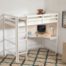 (White) Sydney 3ft Single Bunk Bed with Corner Desk Pine