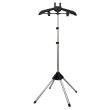 Steam Iron Floor-Standing Stand, Foldable Tripod, Garment Hanger, Black