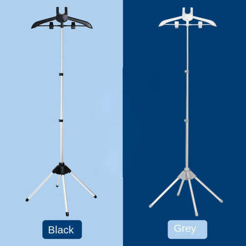 Steam Iron Floor-Standing Stand, Foldable Tripod, Garment Hanger, Black 2