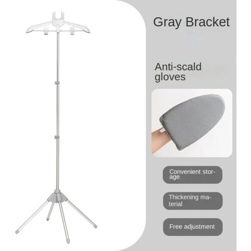 Steam Iron Floor-Standing Stand, Foldable Tripod, Garment Hanger, Black 1