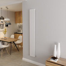(Single 1800x236mm, White) Designer Oval Column Radiator Central Heating