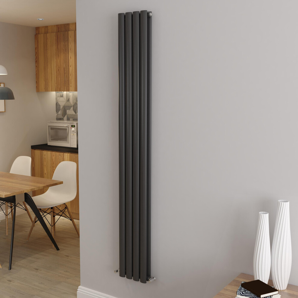 (Double 1800X236mm, Anthracite) Designer Oval Column Radiator Central Heating 5031030192521
